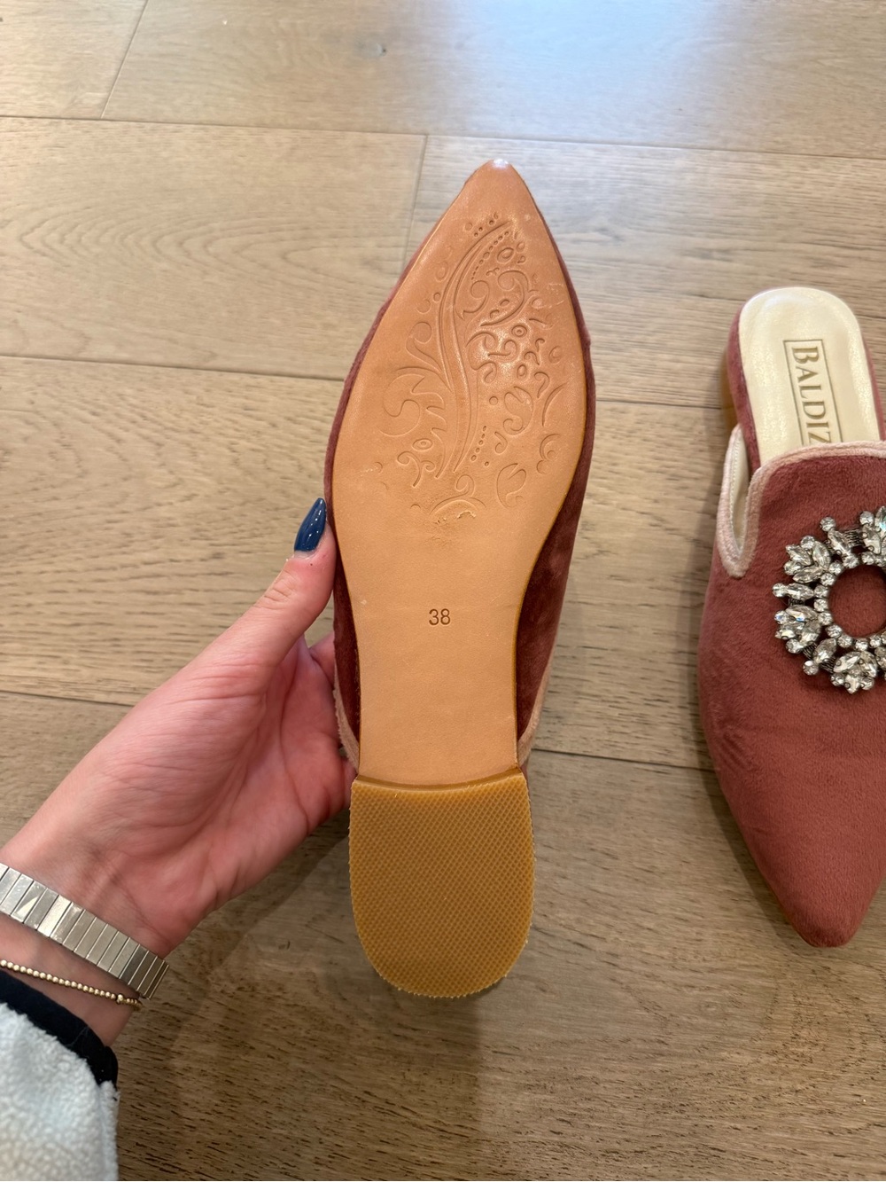 Rust Crystal-Embellished Pointed Mule - Picture 5 of 5